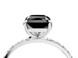 White gold Fancy Black Radiant Cut Diamond Solitaire Ring with Pave Band and Four Prong Setting_28