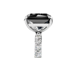 White gold Fancy Black Radiant Cut Diamond Solitaire Ring with Pave Band and Four Prong Setting_29