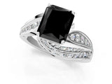 White gold Fancy Black Radiant Cut Diamond Solitaire Ring with Prong Setting and Twisted Pavé Band_25