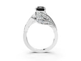White gold Fancy Black Radiant Cut Diamond Solitaire Ring with Prong Setting and Twisted Pavé Band_27