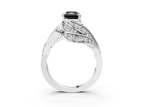 White gold Fancy Black Radiant Cut Diamond Solitaire Ring with Prong Setting and Twisted Pavé Band_27