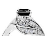 White gold Fancy Black Radiant Cut Diamond Solitaire Ring with Prong Setting and Twisted Pavé Band_28