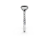 White gold Fancy Black Radiant Cut Diamond Solitaire Ring with Round  Pavé Band and Four-Prong Setting_50