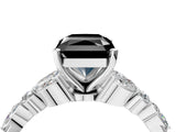 White gold Fancy Black Radiant Cut Diamond Solitaire Ring with Side Stones and Four-Prong Setting_52