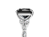 White gold Fancy Black Radiant Cut Diamond Solitaire Ring with Side Stones and Four-Prong Setting_53