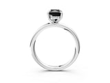 White gold Fancy Black Radiant Cut Diamond Solitaire Ring with Thin Band and Four-Prong Setting_3