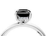 White gold Fancy Black Radiant Cut Diamond Solitaire Ring with Thin Band and Four-Prong Setting_4