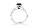 White gold Fancy Black Radiant Cut Diamond Solitaire with Side Baguettes and Channel Set Band_3