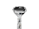 White gold Fancy Black Radiant Cut Diamond Solitaire with Side Baguettes and Channel Set Band_5