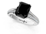 White gold Fancy Black Radiant Cut Diamond Split Shank Engagement Ring with Pavé Band_1