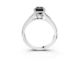White gold Fancy Black Radiant Cut Diamond Split Shank Engagement Ring with Pavé Band_3