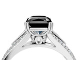 White gold Fancy Black Radiant Cut Diamond Split Shank Engagement Ring with Pavé Band_4