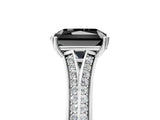 White gold Fancy Black Radiant Cut Diamond Split Shank Engagement Ring with Pavé Band_5