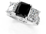 White gold Fancy Black Radiant Cut Diamond Three-Stone Ring with Channel Set Band and Four-Prong Setting_25