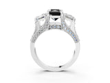 White gold Fancy Black Radiant Cut Diamond Three-Stone Ring with Channel Set Band and Four-Prong Setting_27