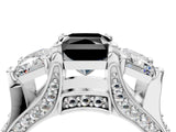 White gold Fancy Black Radiant Cut Diamond Three-Stone Ring with Channel Set Band and Four-Prong Setting_28