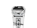 White gold Fancy Black Radiant Cut Diamond Three-Stone Ring with Channel Set Band and Four-Prong Setting_29