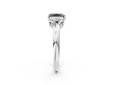 White gold Fancy Black Radiant Cut Diamond Three-Stone Ring with Four-Prong Setting and Classic Band_2