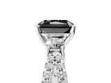 White gold Fancy Black Radiant Cut Diamond Three-Stone Ring with Pavé Split Shank and Four-Prong Setting_5
