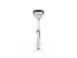White gold Fancy Black Radiant Cut Diamond Three-Stone Ring with Pear  Side Stones and Prong Setting_62