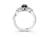 White gold Fancy Black Radiant Cut Diamond Three-Stone Ring with Pear  Side Stones and Prong Setting_63