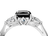 White gold Fancy Black Radiant Cut Diamond Three-Stone Ring with Pear  Side Stones and Prong Setting_64