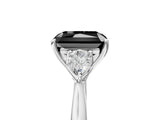 White gold Fancy Black Radiant Cut Diamond Three-Stone Ring with Pear  Side Stones and Prong Setting_65