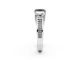 White gold Fancy Black Radiant Cut Diamond Three-Stone Ring with Prong Setting and Textured Band_14