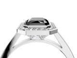 White gold Fancy Black Radiant Cut Halo Bezel Diamond Pave Band Ring_4