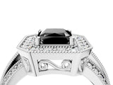White gold Fancy Black Radiant Cut Halo Diamond Engagement Ring with Pave Split Shank and Four-Prong Setting_4
