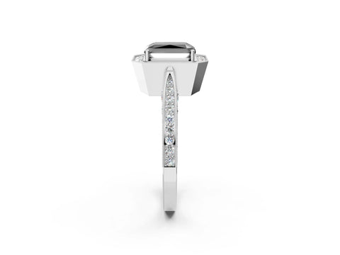 White gold Fancy Black Radiant Cut Halo Diamond Engagement Ring with Split Shank Band and Four-Prong Setting_14
