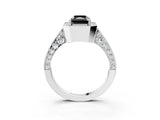 White gold Fancy Black Radiant Cut Halo Diamond Engagement Ring with Split Shank Band and Four-Prong Setting_15
