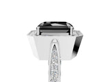 White gold Fancy Black Radiant Cut Halo Diamond Engagement Ring with Split Shank Band and Four-Prong Setting_17