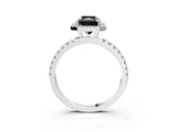 White gold Fancy Black Radiant Cut Halo Diamond Pave Band with Prong Setting_3