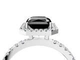 White gold Fancy Black Radiant Cut Halo Diamond Pave Band with Prong Setting_4