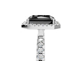White gold Fancy Black Radiant Cut Halo Diamond Pave Band with Prong Setting_5