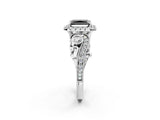 White gold Fancy Black Radiant Cut Halo Diamond Ring with Milgrain and Bezel Accents on a Split Shank Band_14