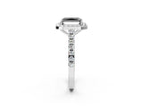 White gold Fancy Black Radiant Cut Halo Diamond Ring with Pavé Band and Three-Prong Setting_14