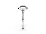 White gold Fancy Black Radiant Cut Halo Diamond Ring with Pavé Band and Three-Prong Setting_2