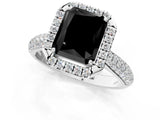 White gold Fancy Black Radiant Cut Halo Diamond Ring with Pavé Band_37