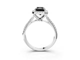 White gold Fancy Black Radiant Cut Halo Diamond Ring with Pavé Band_39