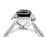 White gold Fancy Black Radiant Cut Halo Diamond Ring with Pavé Band_40