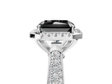 White gold Fancy Black Radiant Cut Halo Diamond Ring with Pavé Band_41