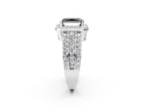 White gold Fancy Black Radiant Cut Halo Diamond Ring with Round  Split Shank and Prong Setting_50