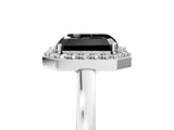 White gold Fancy Black Radiant Cut Halo Diamond Ring with Solitaire Band and Prong Setting_5