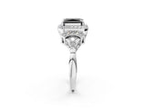White gold Fancy Black Radiant Cut Halo Diamond Split Shank Engagement Ring with Four-Prong Setting_2