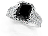 White gold Fancy Black Radiant Cut Halo Pavé Diamond Engagement Ring with Split Shank and Four-Prong Setting_4