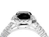 White gold Fancy Black Radiant Cut Halo Pavé Diamond Engagement Ring with Split Shank and Four-Prong Setting_7