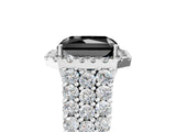 White gold Fancy Black Radiant Cut Halo Pavé Diamond Engagement Ring with Split Shank and Four-Prong Setting_8