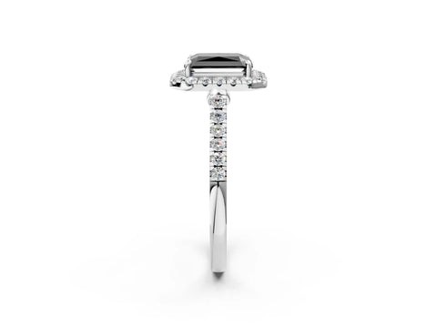 White gold Fancy Black Radiant Cut Halo Pave Diamond Engagement Ring with Four-Prong Setting_2